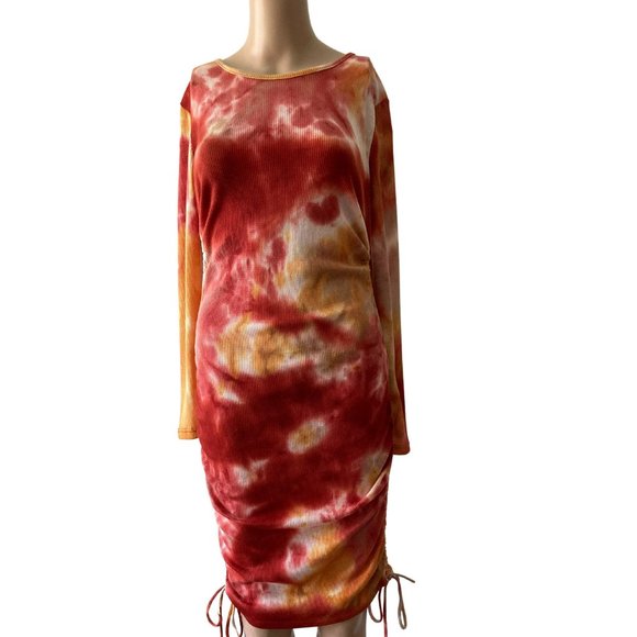 Blue S Waffle Side Cinched Tie Dye Size M Dress - Picture 1 of 7
